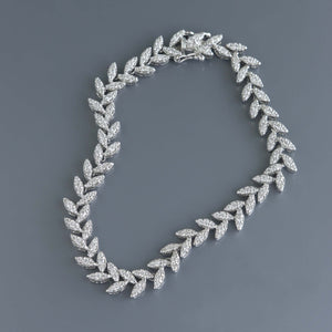 Diamond Leaf Pave Tennis Bracelet
