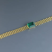 Load image into Gallery viewer, Stunning Zambian Emerald on Wide Gold Chain Bracelet
