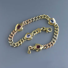 Load image into Gallery viewer, Tricolor Deco Cuban Chain with Ruby and Sapphire
