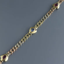 Load image into Gallery viewer, Tricolor Deco Cuban Chain with Ruby and Sapphire

