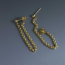 Load image into Gallery viewer, Diamond Stud Rollo Front to Back Chain Drop Earrings
