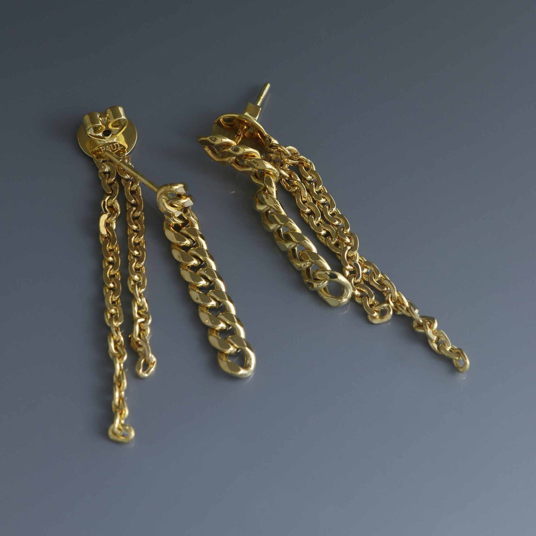 Cuban Long Back Chain Drop Earrings