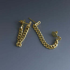 Front to Back Cuban Chain Drop Earrings