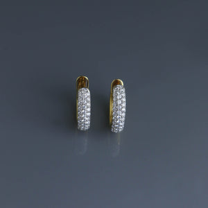 Reversible White and Yellow Diamond Pave Hoops