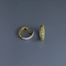 Load image into Gallery viewer, Reversible White and Yellow Diamond Pave Hoops
