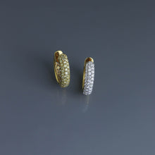 Load image into Gallery viewer, Reversible White and Yellow Diamond Pave Hoops
