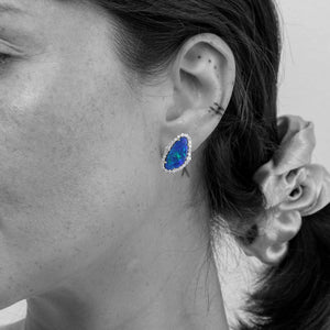 Rare Australian Black Opal Earrings