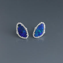 Load image into Gallery viewer, Rare Australian Black Opal Earrings
