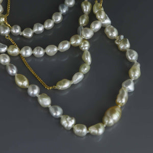 Yellow Gold and Keshi Rope Necklace