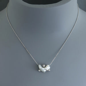 Keshi Cloud Pendant with Bezel Set Diamonds