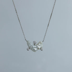 Keshi Cloud Pendant with Bezel Set Diamonds