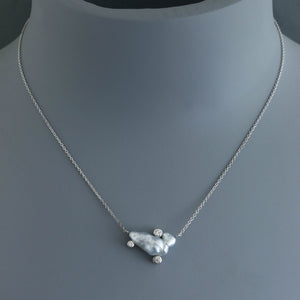 Keshi Cloud Long Pendant with Diamonds