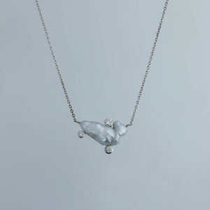 Keshi Cloud Long Pendant with Diamonds