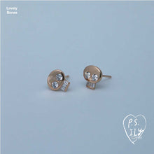 Load image into Gallery viewer, PS ILY Skull earrings in rose gold and diamonds
