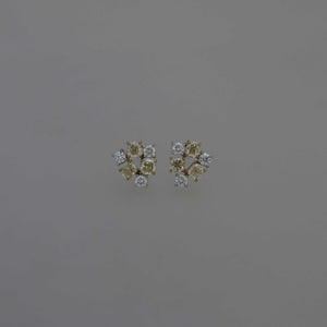 White and Natural Fancy Yellow Diamond Wreath Earrings