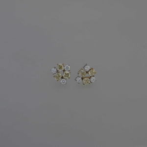 White and Natural Fancy Yellow Diamond Wreath Earrings