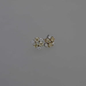 White and Natural Fancy Yellow Diamond Wreath Earrings