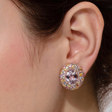 Load image into Gallery viewer, Kunzite and Multi Colored Sapphire Dome Earrings

