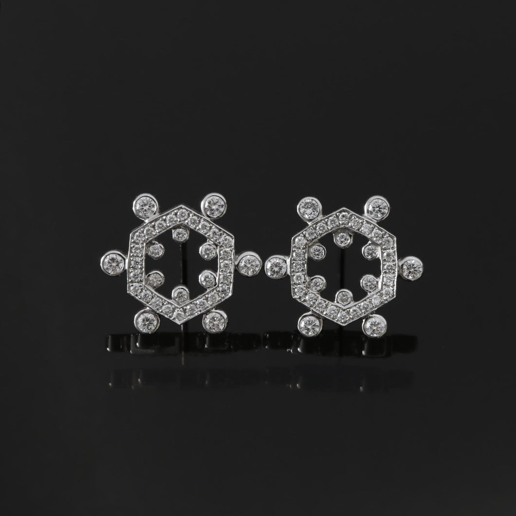 Hexagon Snowflake Diamond Earrings