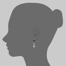 Load image into Gallery viewer, Rose Quartz Briolette and Cognac Diamond Pave Drop Earrings
