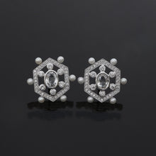 Load image into Gallery viewer, Hexagon White Sapphire Earrings
