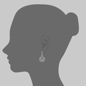 Diamond Bezel Lace Drop Earrings in White Gold