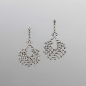 Diamond Bezel Lace Drop Earrings in White Gold