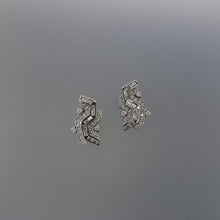 Load image into Gallery viewer, Round and Baguette Diamond Earrings with Lavender Jade Drops
