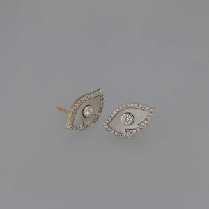 Diamond Bezel and Mother of Pearl Leaf Earrings