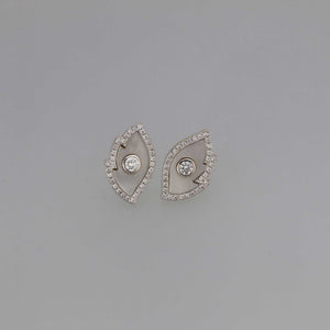 Diamond Bezel and Mother of Pearl Leaf Earrings