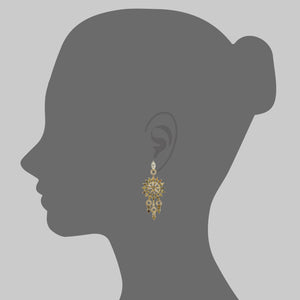 Natural Fancy Colored Diamond Dreamcatcher Drop Earrings in Yellow Gold