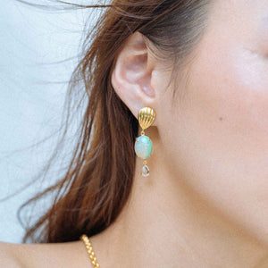 Mismatched Ethiopian Opal Deco Earrings
