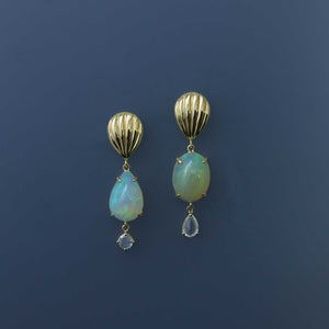 Mismatched Ethiopian Opal Deco Earrings