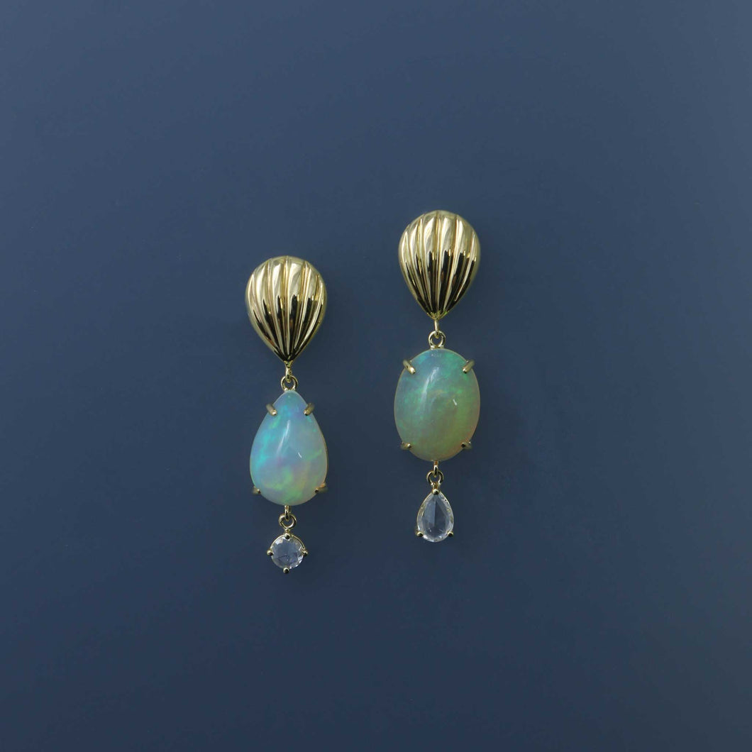Mismatched Ethiopian Opal Deco Earrings