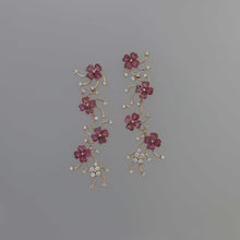 Load image into Gallery viewer, Heart Shaped Pink Sapphire Drop Earrings in Rose Gold

