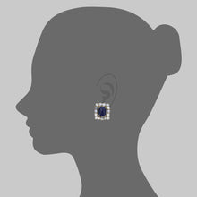 Load image into Gallery viewer, Lapis Lazuli and Pastel Colored Sapphire Cabochon Earrings in Gold with Cognac Diamond Pave
