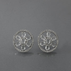 Oval Rose Cut Sapphire Pave Earrings