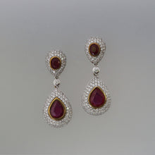 Load image into Gallery viewer, Ruby Dome Pave Drop Earrings
