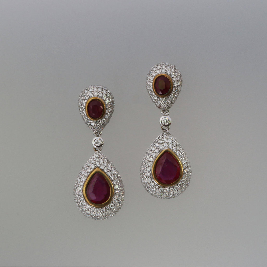 Ruby Dome Pave Drop Earrings