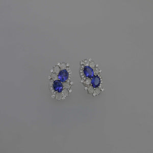 Tanzanite and Rose Cut White Sapphire Stud Earrings
