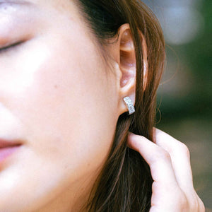 Emerald Cut Diamond Hex Half Hoop Earrings