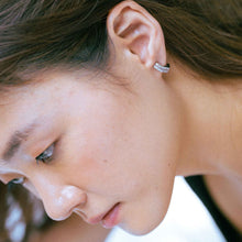 Load image into Gallery viewer, Emerald Cut Diamond Hex Half Hoop Earrings
