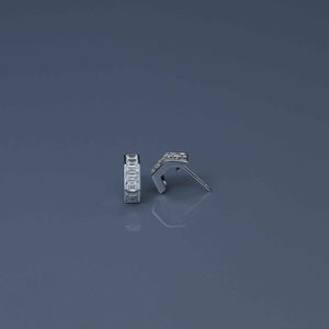 Emerald Cut Diamond Hex Half Hoop Earrings
