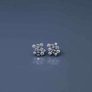 Round and Emerald Cut Wreath Fragment Diamond Earrings