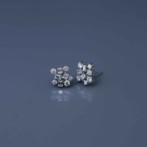 Round and Emerald Cut Wreath Fragment Diamond Earrings