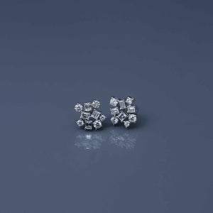 Round and Emerald Cut Wreath Fragment Diamond Earrings