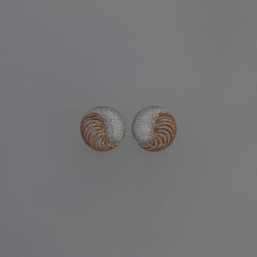 Yin Yang Dome Diamond Pave Earrings