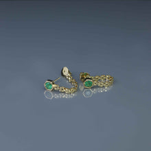 Load image into Gallery viewer, Zambian Emerald Hex Chain Drop Earrings
