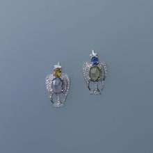 Load image into Gallery viewer, Sparrow Wing Mismatched Rose Cut Sapphire Earrings
