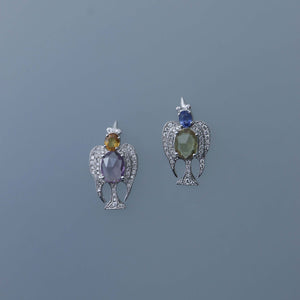 Sparrow Wing Mismatched Rose Cut Sapphire Earrings